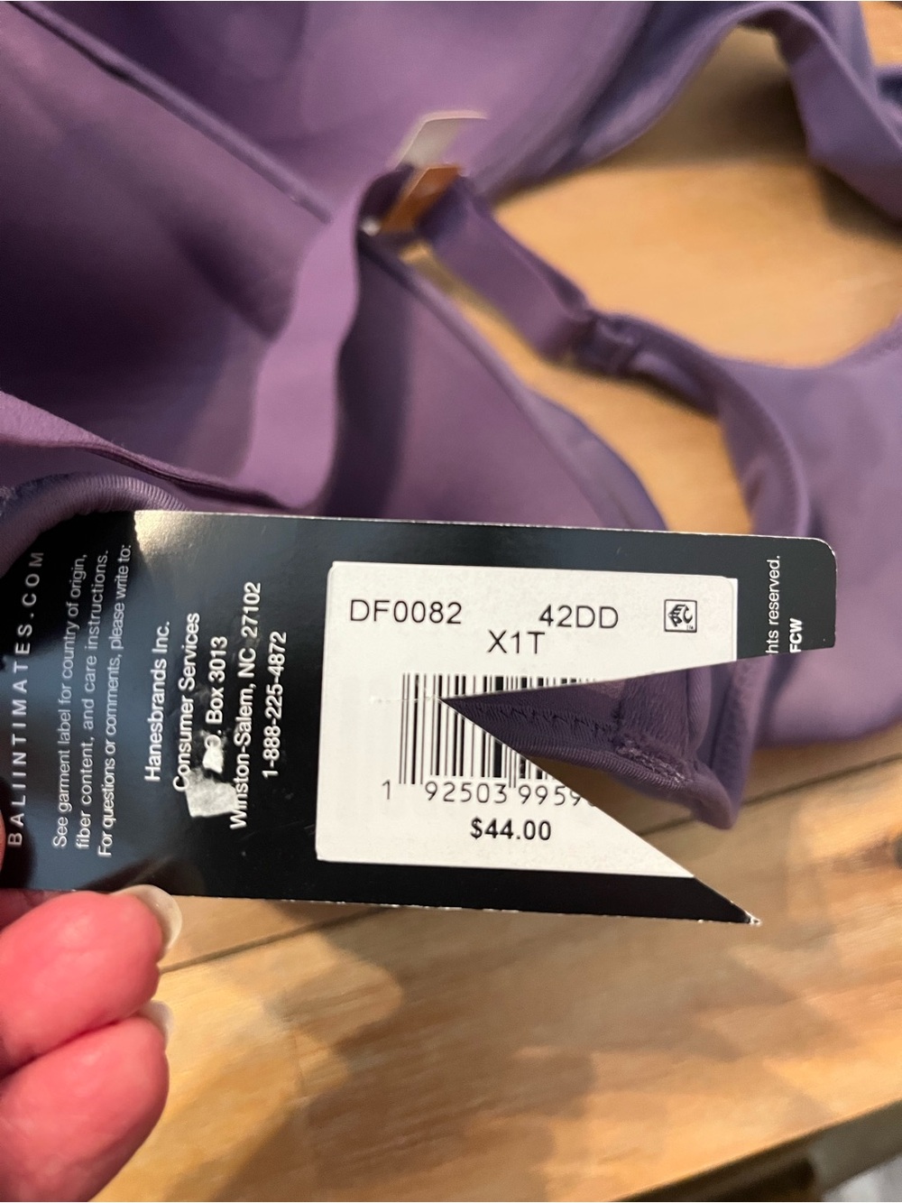 Bali Lift Underwire Full Coverage Bra DF0082 Size 42DD Lilac - Picture 6 of 7